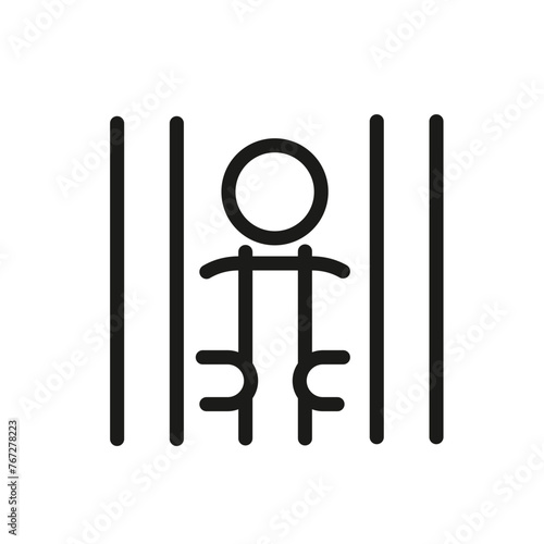 Condemned prisoner icon for web, mobile, promo, signifies sentencing, guilt. For law, justice themes. Single line, vector illustration.