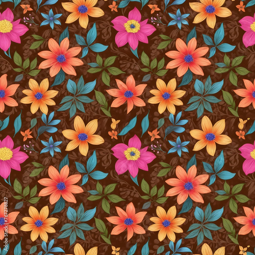 Beautiful artistic seamless floral natural pattern