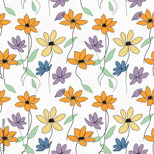 Beautiful artistic seamless floral natural pattern