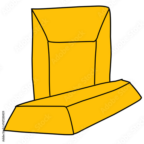 Golden bars, bullion flat line colored Vector