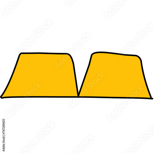 Golden bars, bullion flat line colored Vector