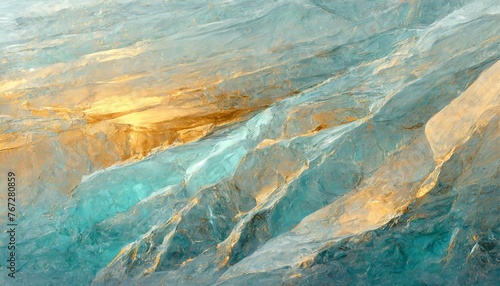 beautiful original background image in a wide format in light blue tones of the surface with the texture of ice or stone