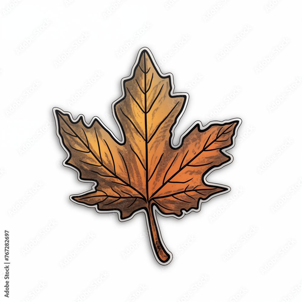 Naklejka premium maple leaf, sticker on white background