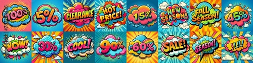 Sale stickers pop art style. AI generated illustration © vector_master
