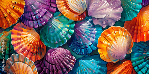background of colorful seashells