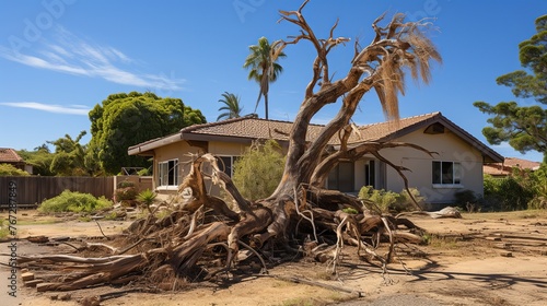 Dead palm tree with dry branches