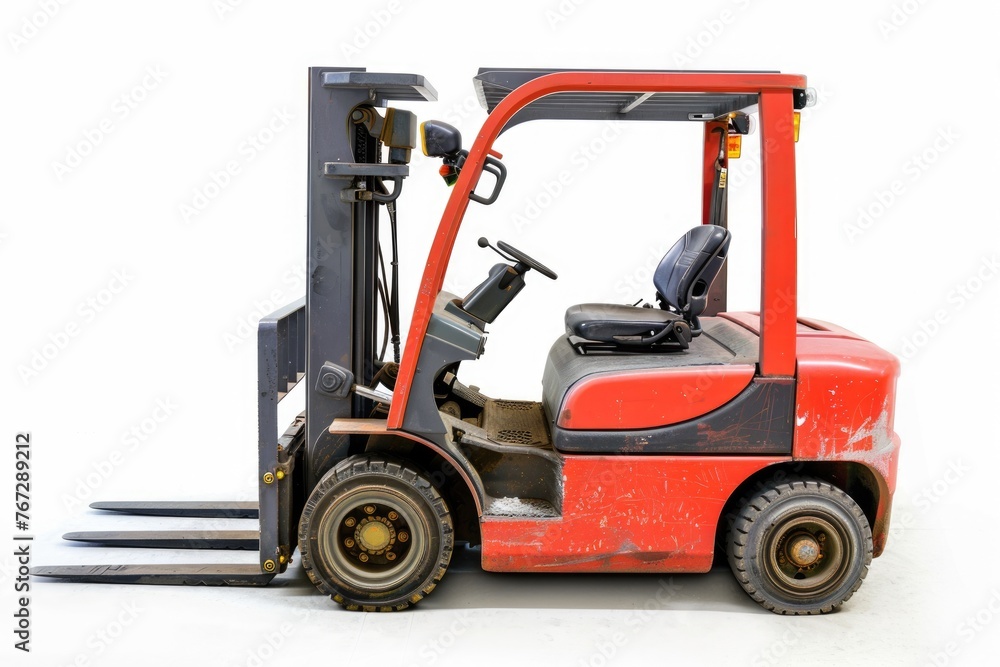 Lift Truck - Industrial Forklift Transportation Equipment for Cargo, Storage and Warehouse Industry on Isolated White Background
