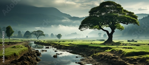 One tree surround by Paddy field background © KRIS
