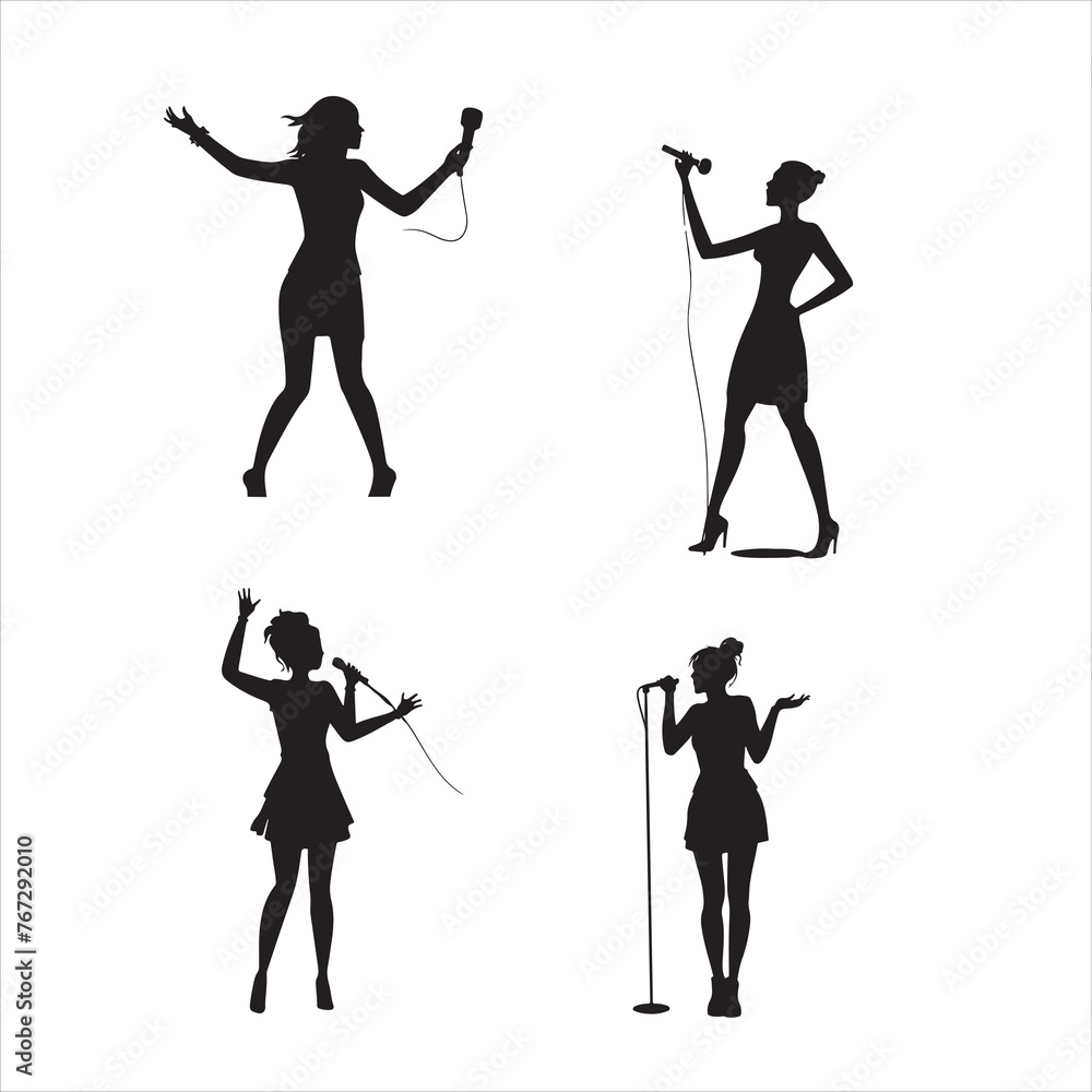 Obraz premium Female Singer silhouettes set 1