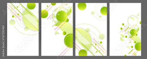 New Green Set cards summer ecology white background poster triangle vector futuristic light minimal geometric. Green and yellow lines and points