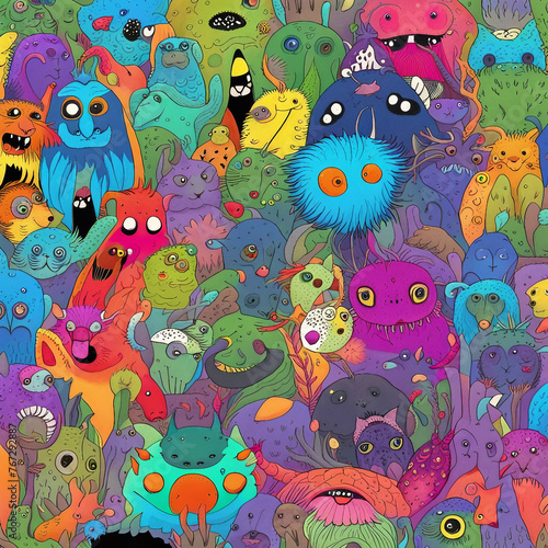 Wallpaper Mural colorful creature character illustration background Torontodigital.ca