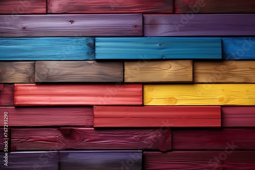 minimalistic design Rainbow wooden planks background. Colorful wooden texture. Rainbow wood texture