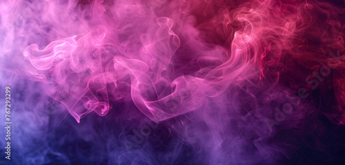A mesmerizing blend of vibrant pink and deep purple smoke swirling gracefully. Copy space on blank labels.