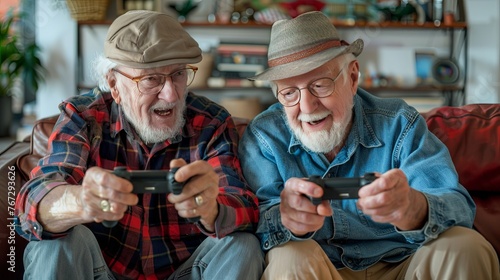 old senior man playing game