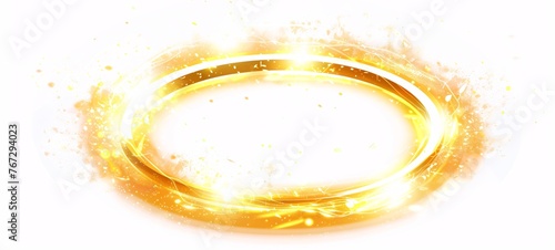 A golden halo glowing with light effects on a white background a game icon design. A cartoon game art style using vector graphics with simple lines and shapes. A glowing energy explosion