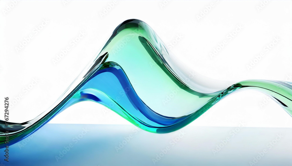 Abstract liquid glass shape with colorful reflections. Ribbon of curved water with glossy color wavy fluid motion. Chromatic dispersion flying and thin film spectral effect. - obrazy, fototapety, plakaty 