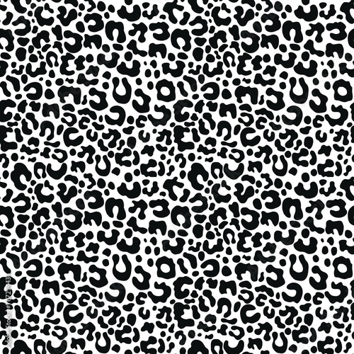 
Leopard pattern seamless print black and white background, modern fashionable design on textile, wild cat spots on white background