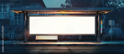 Bus stop with a blank light box design. © Vusal