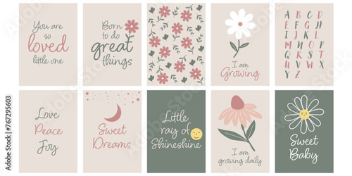 Set of 10 A4 frame wall art for nursery, nursery wall art, A4 wall art, A4 wall art for baby room, baby room wall art, alphabet, Kids wall art vector collection