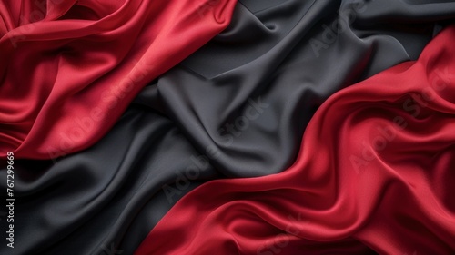 Close-Up of Red and Black Fabric. Generative AI