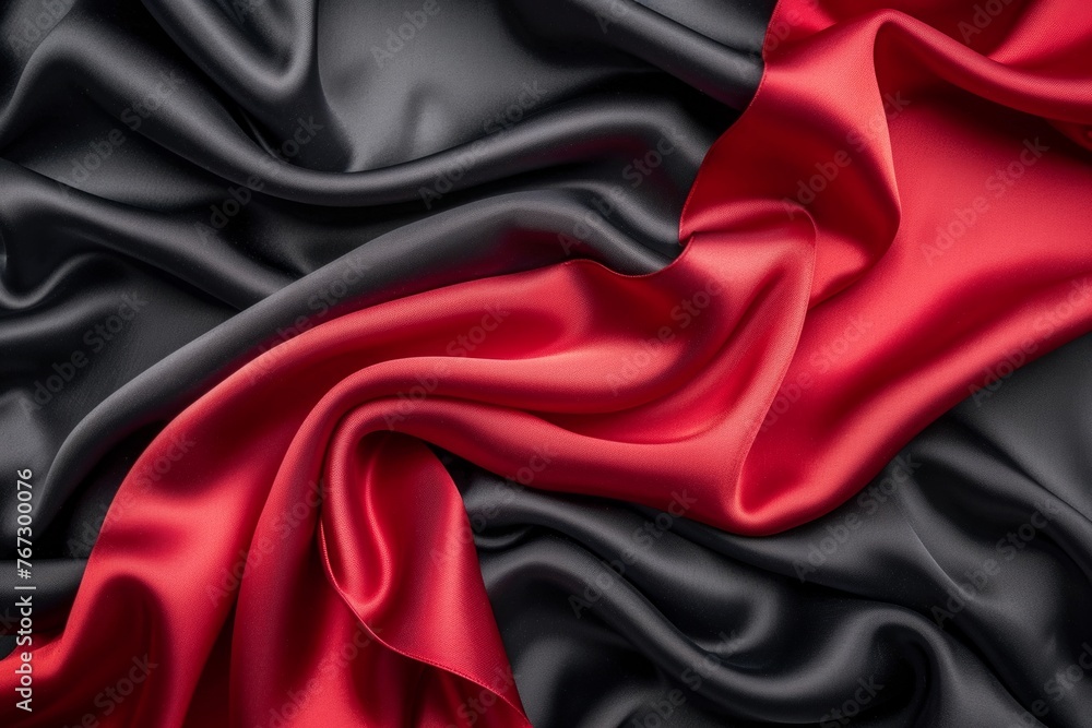 Black and Red Satin Fabric With Red Center. Generative AI