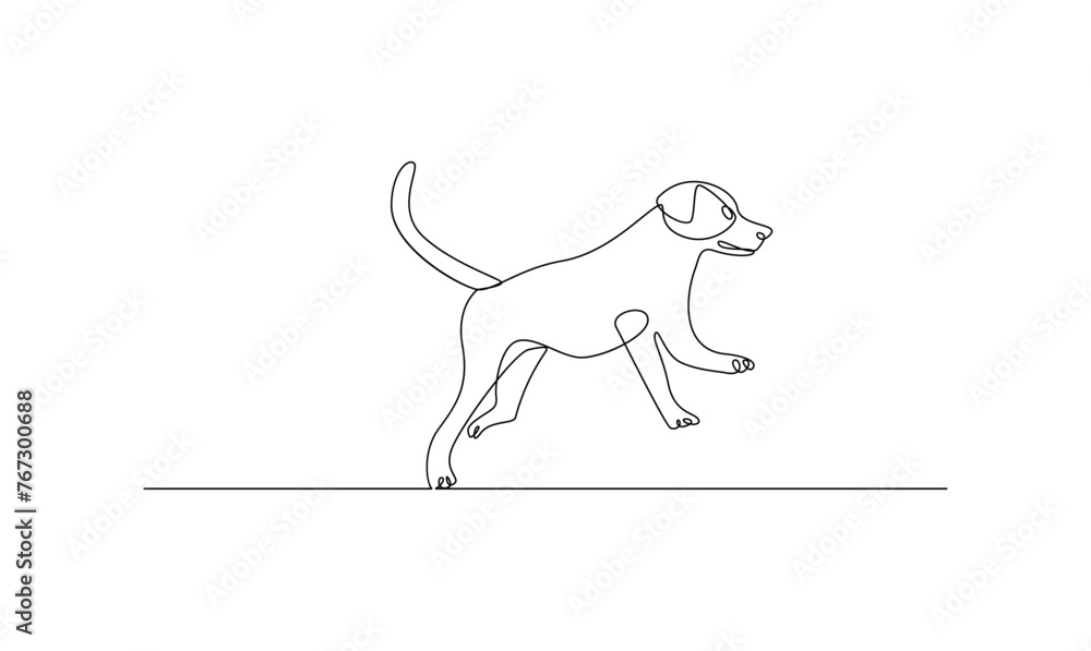 Vector continuous one simple single abstract line drawing of dog pet animal isolated on a white background Vector continuous one simple single abstract line drawing of dog pet animal isolated on a white background