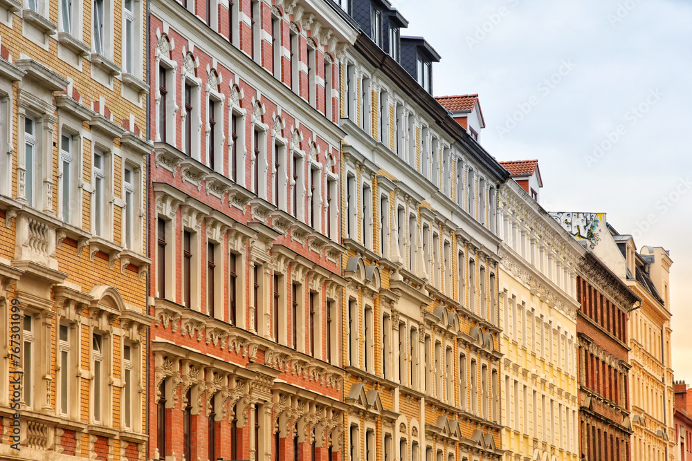 Fototapeta premium Historical residential houses in Leipzig, Germany