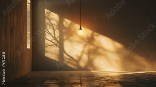 Lighting: A dimly lit room with a single lightbulb hanging from the ceiling