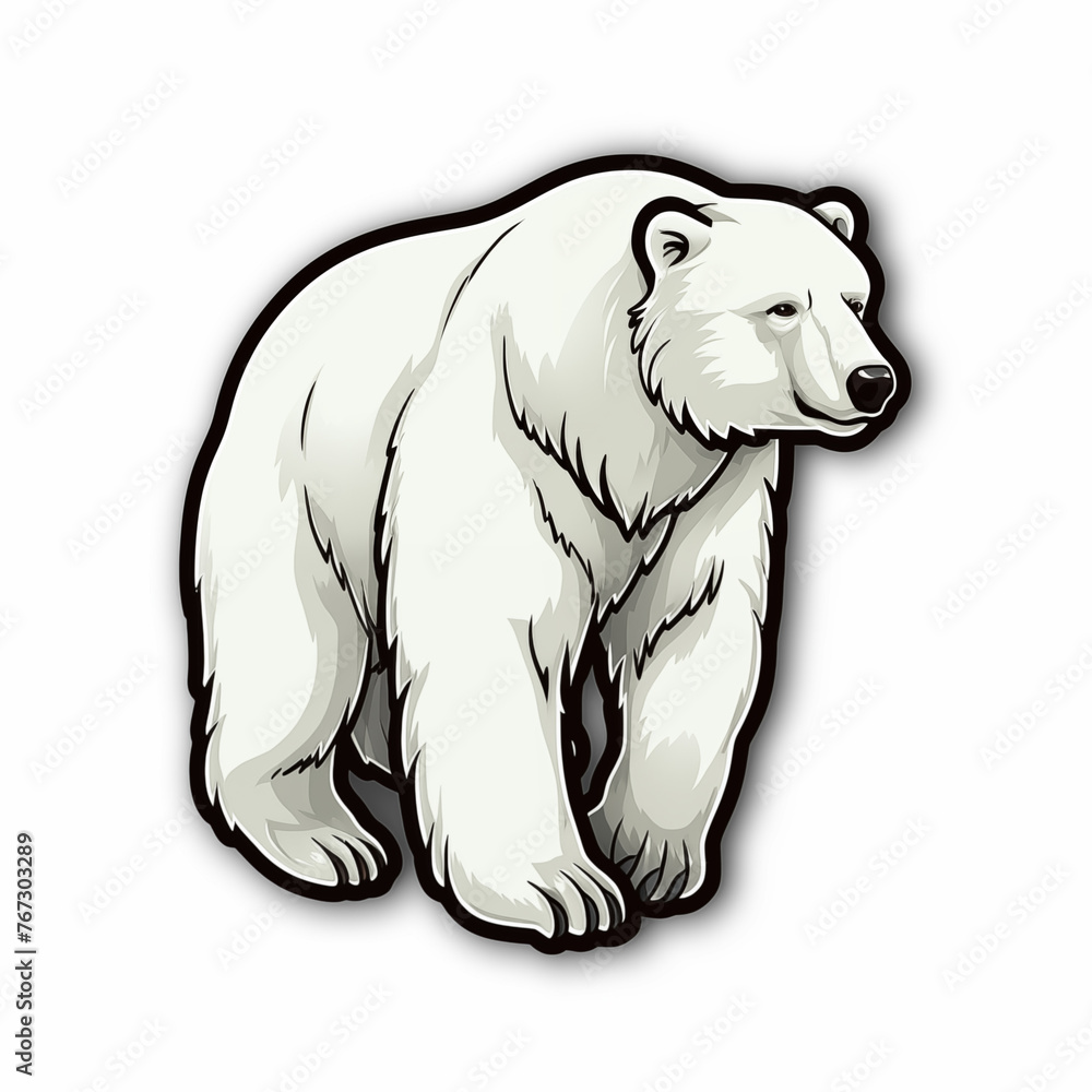 Fototapeta premium polar bear, sticker on white background