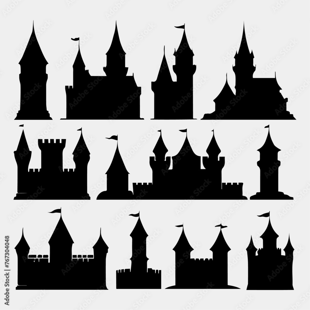castle turret silhouette collection