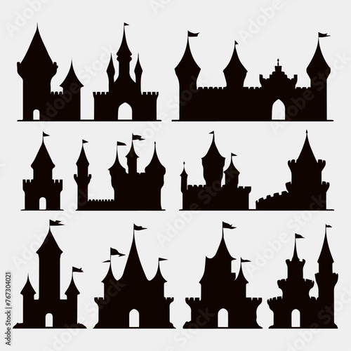 castle turret silhouette collection © AinStory