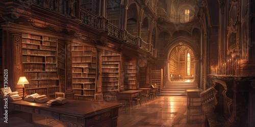 An ancient library with towering bookshelves  hidden alcoves  and magical glowing manuscripts. Resplendent.