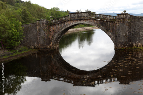 Old disused bridge on loch Shira - Loch Fyne - Inveraray - Argyll and Bute - Scotland - UK