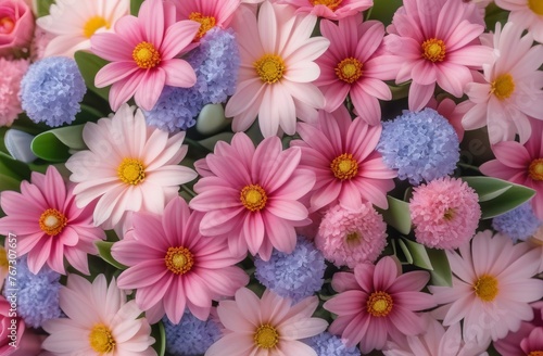 Close-up top view of a spring colorful bouquet in pastel colors  © Elina