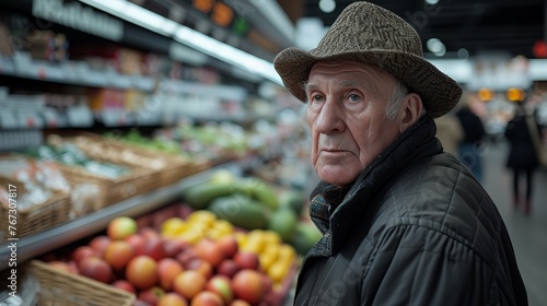 Retouched image of a farmer selling produce at Berlin market
