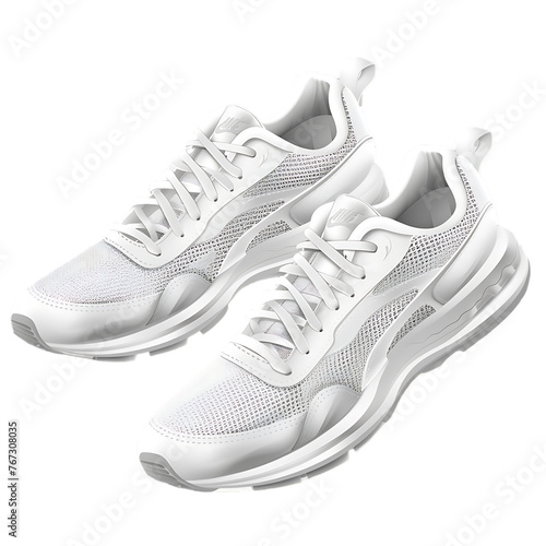white running sport shoes on transparent background 