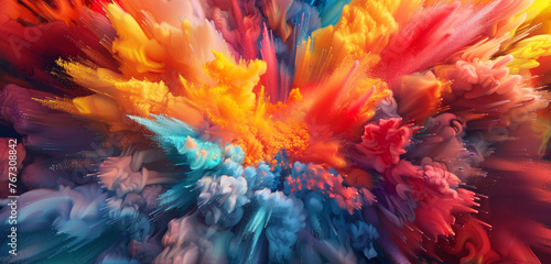 Explosive bursts of color radiate energy, captivating the viewer's gaze.
