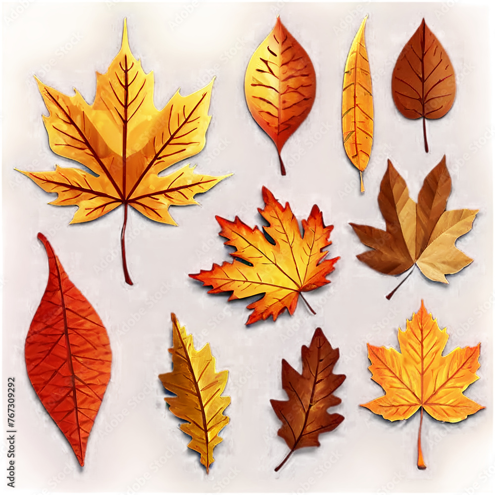Autumn leaves set. Generative AI Autumn leaves set. Generative AI