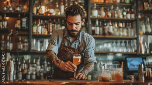 Bartender Preparing Cocktails in Bar