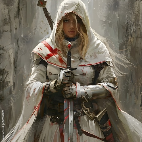 Assasin Creed women worrier two handed sword.