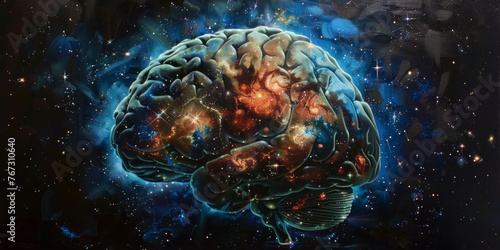 Neurological Galaxy   A Brain Radiant with Synaptic Star Clusters