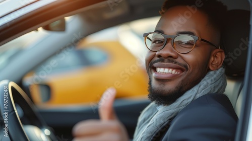 Successful African American Businessman Smiling in Luxury Car © Eitan Baron