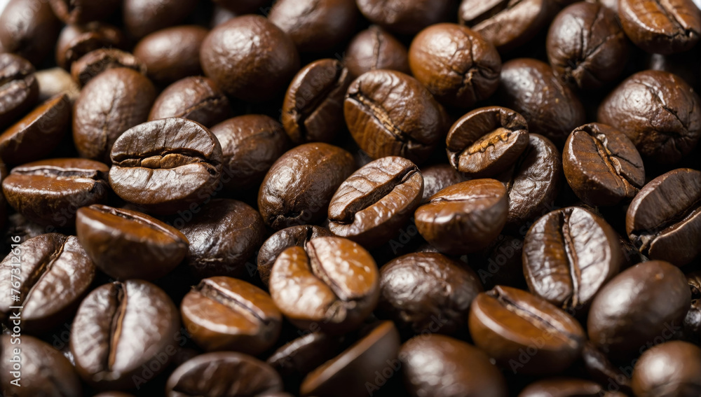 Roasted coffee bean on white background close up Roasted coffee bean on white background close up