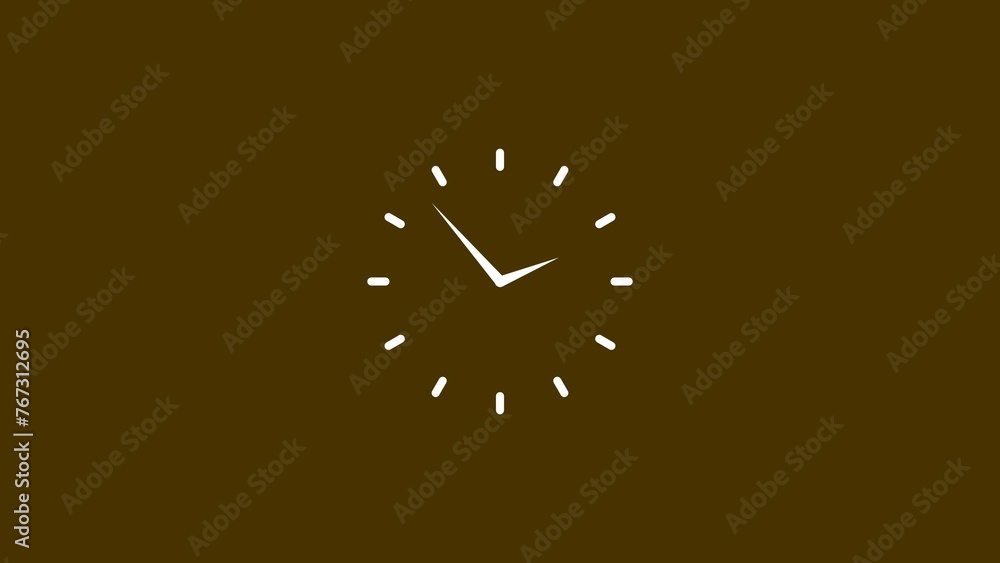 White clock icon 24 hours loop illustration. Stopwatch Alpha channel deep yellow background 4k illustration. White clock icon 24 hours loop illustration. Stopwatch Alpha channel deep yellow background 4k illustration.