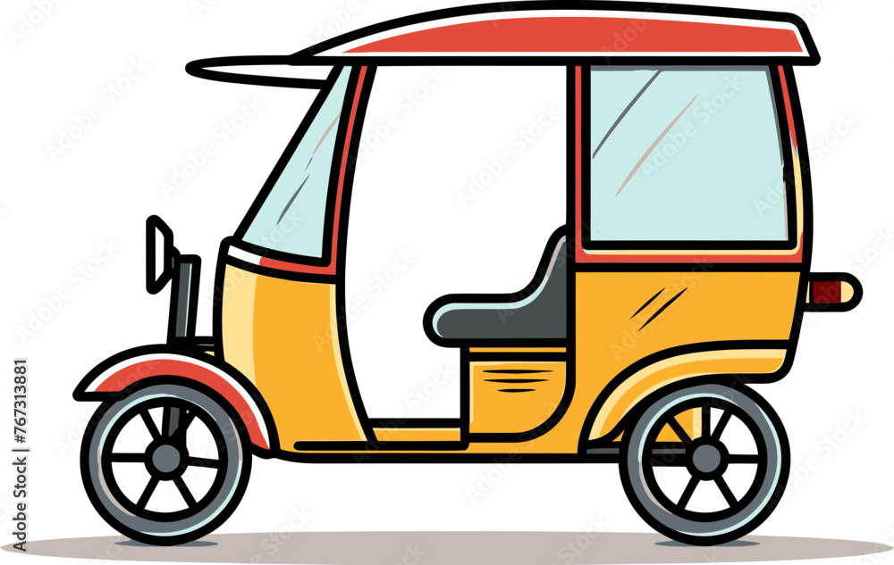 Rikshaw Vector Illustration Traditional Asian Transport Setting