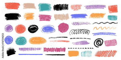 Vector collection of hand drawn colorful brush strokes, grunge banners and doodles