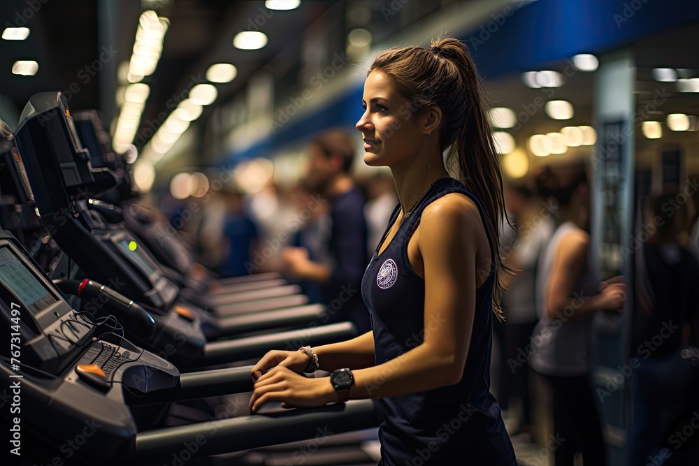 Modern gym room with state -of -the -art equipment., generative IA Modern gym room with state -of -the -art equipment., generative IA