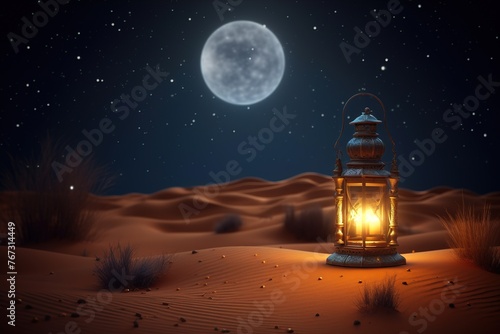 Night background with moon  stars and lantern. Sweet dreams