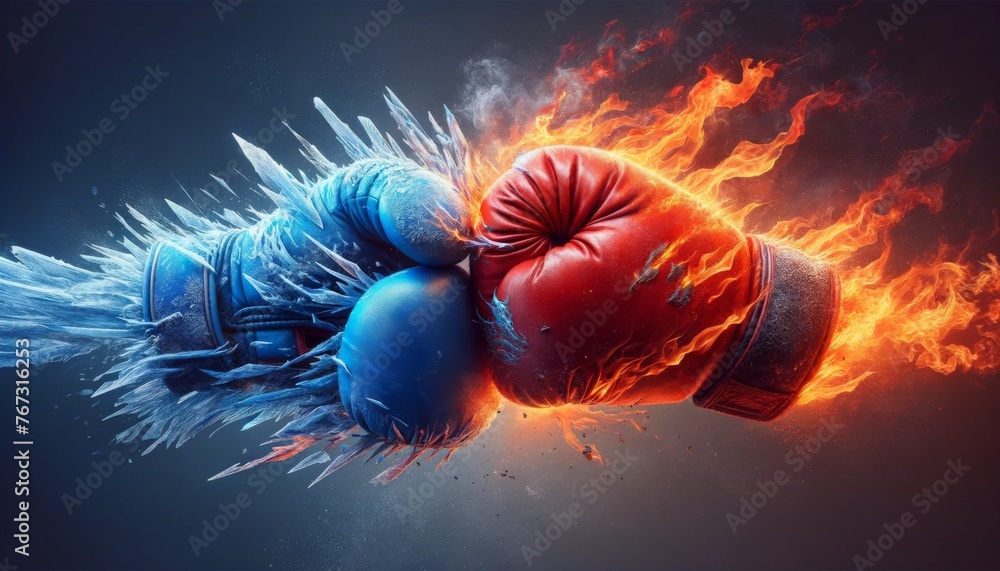 Intense elemental boxing match visualization - Captivating image with