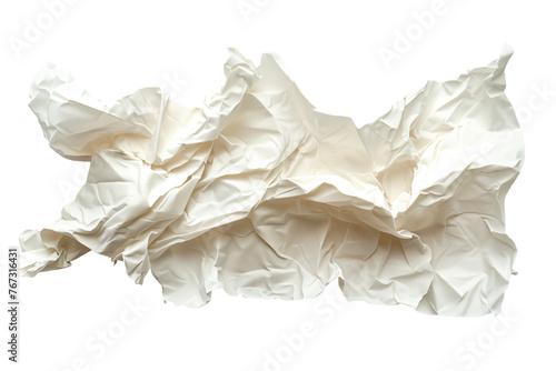 Crumpled white paper towel isolated on transparent background 